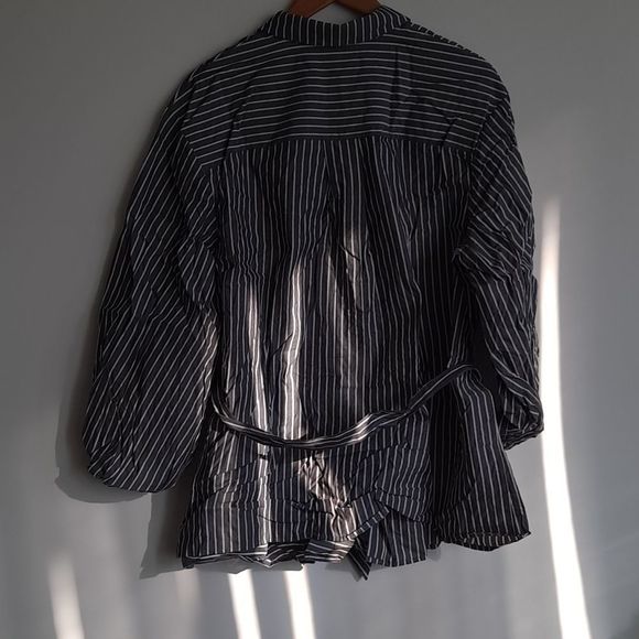 WHO what wear plus size striped long sleeve nouveau button-Up tunic - Picture 3 of 3
